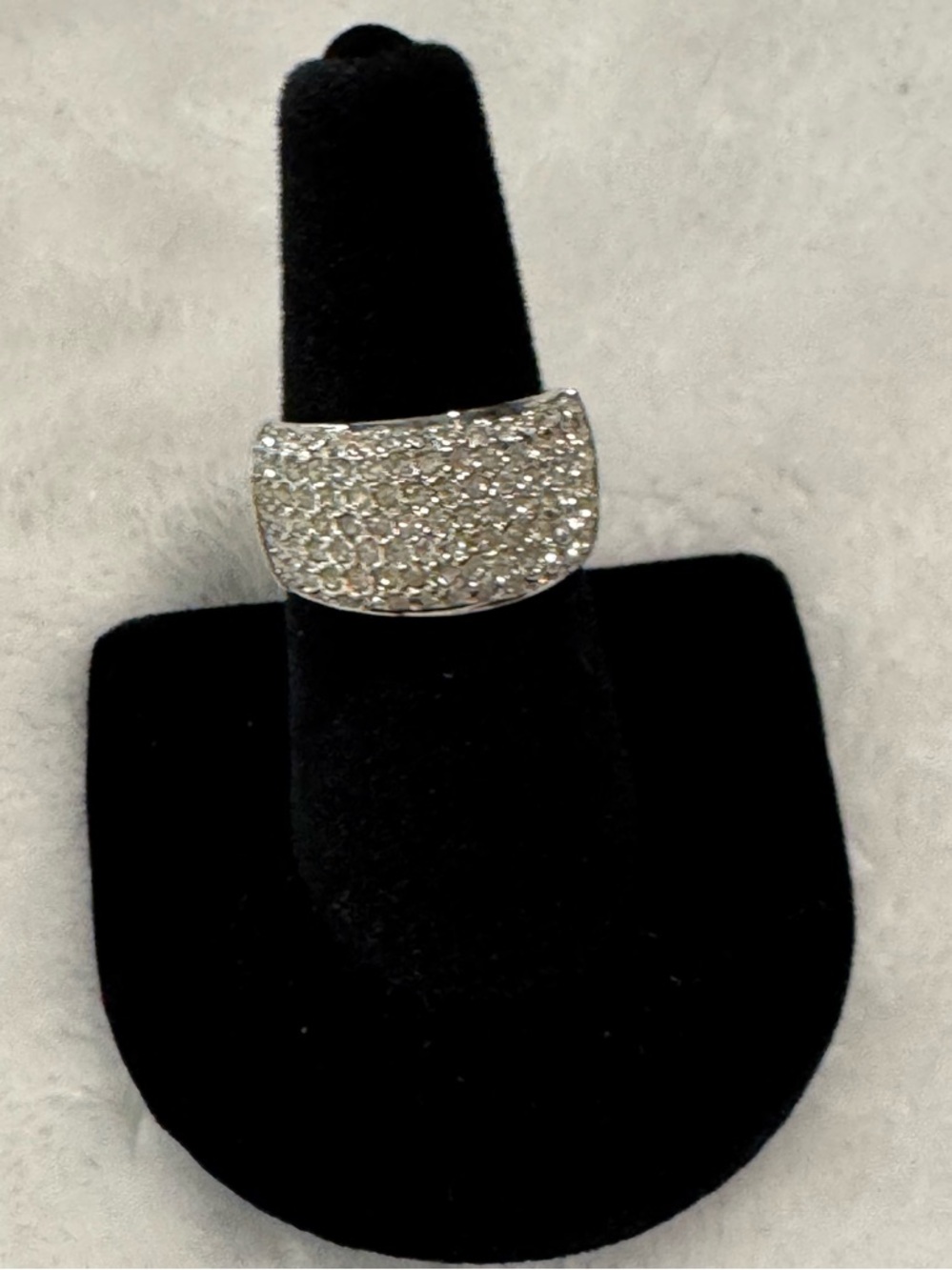 Crystal Pavé Silver-Tone Dome Ring - Women Jewelry